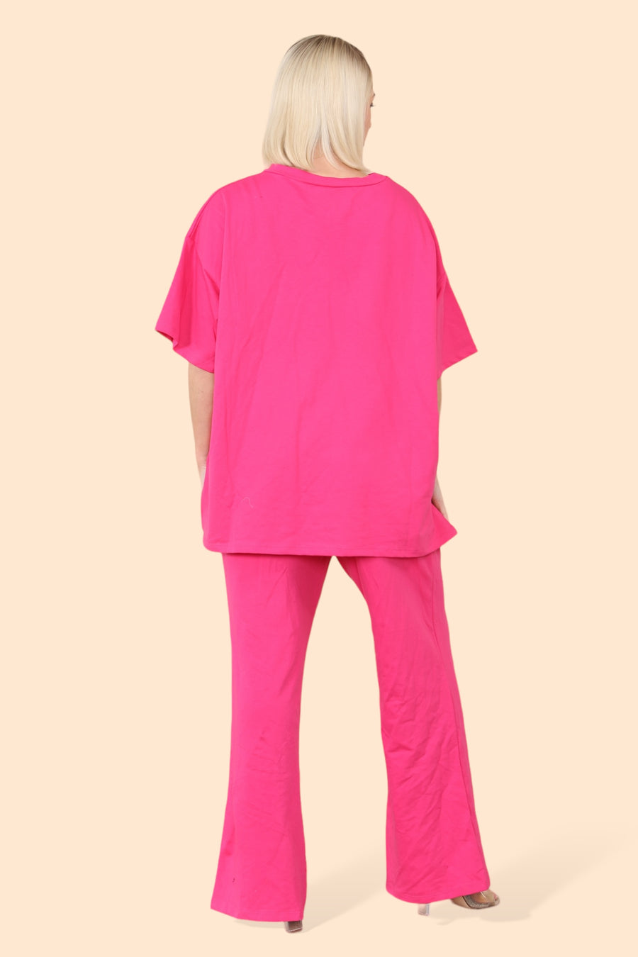 Cotton Set Short Sleeve T-shirt Matched with Wide Leg Straight Pinned Trousers