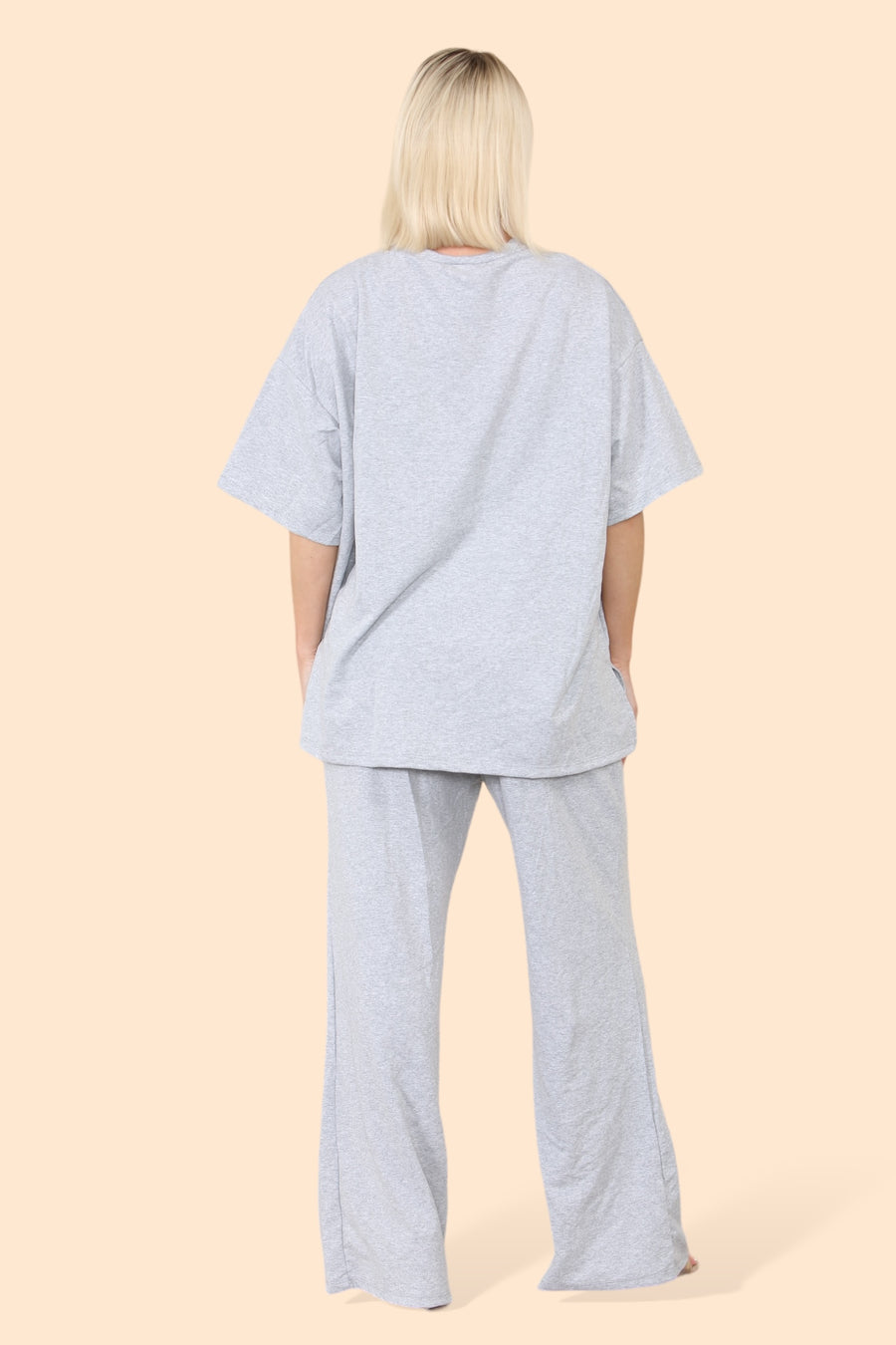 Cotton Set Short Sleeve T-shirt Matched with Wide Leg Straight Pinned Trousers