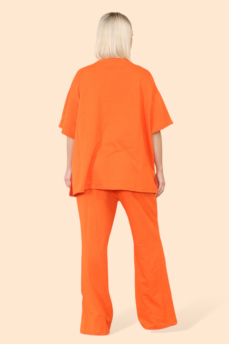 Cotton Set Short Sleeve T-shirt Matched with Wide Leg Straight Pinned Trousers