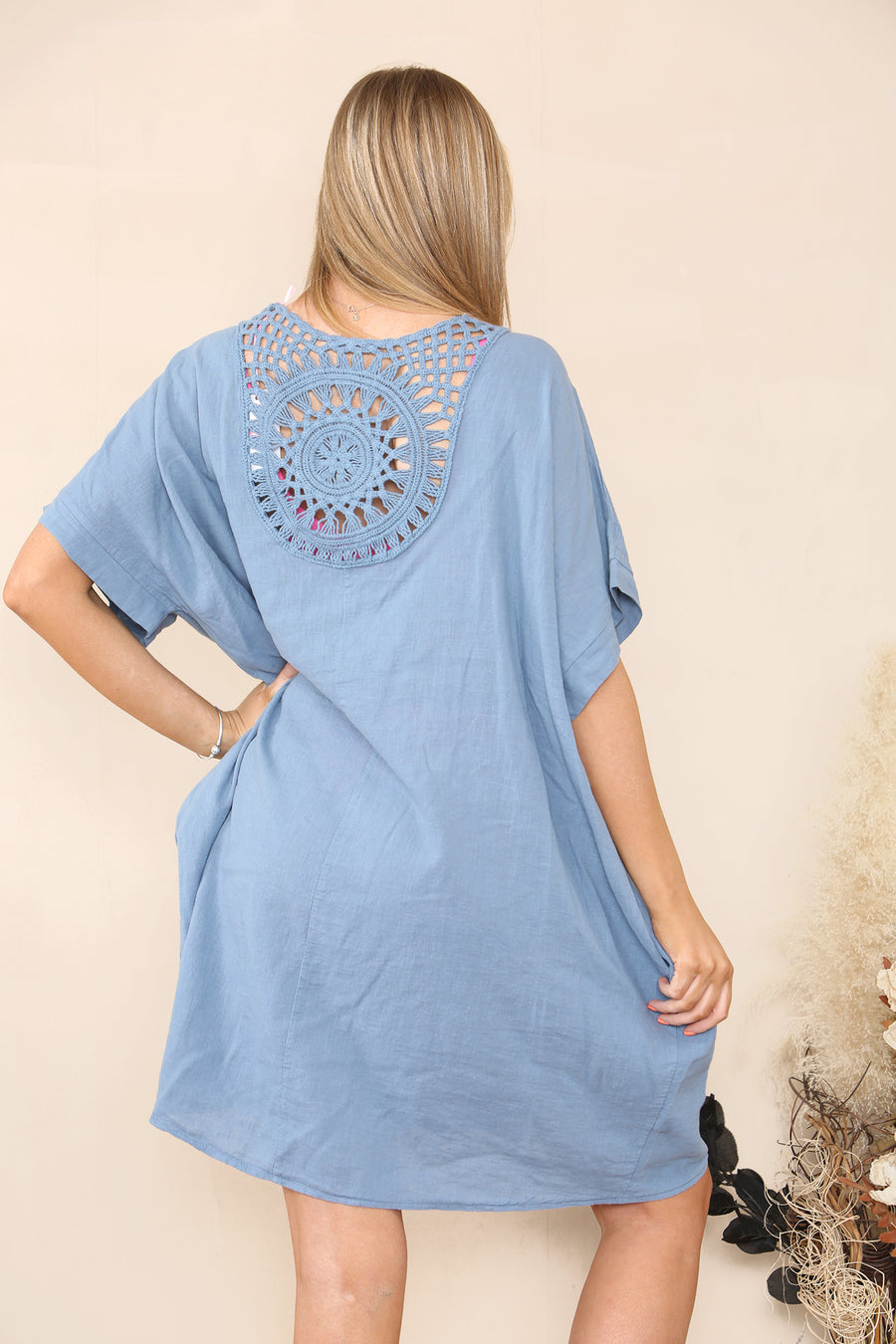 Embroidered back summer dress