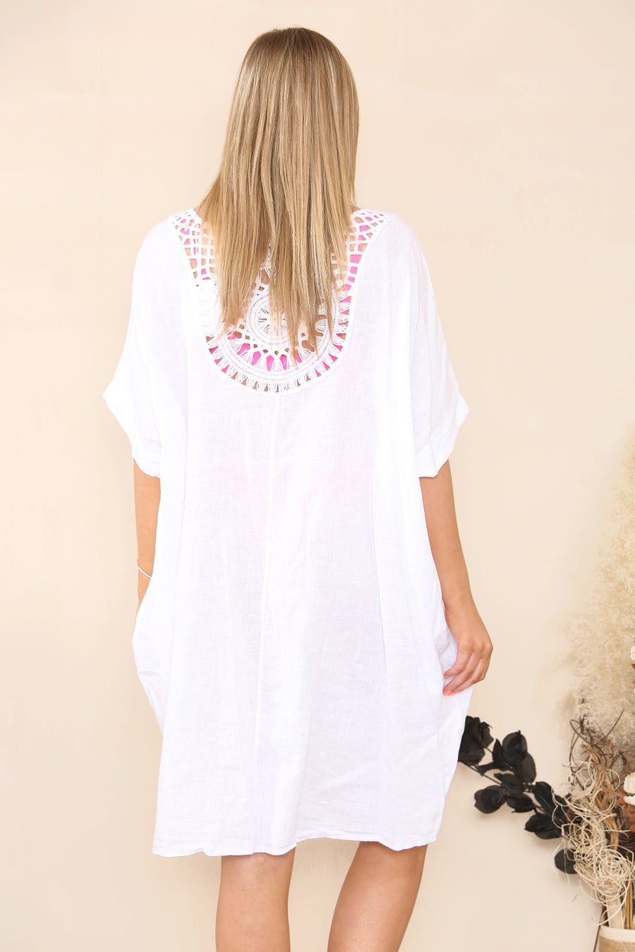 Embroidered back summer dress