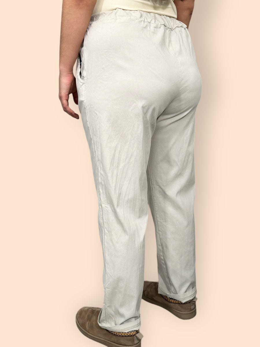 Super Stretchy Plus Size Magic Trousers With Elasticated Waistband and Drawstrings Side Pockets