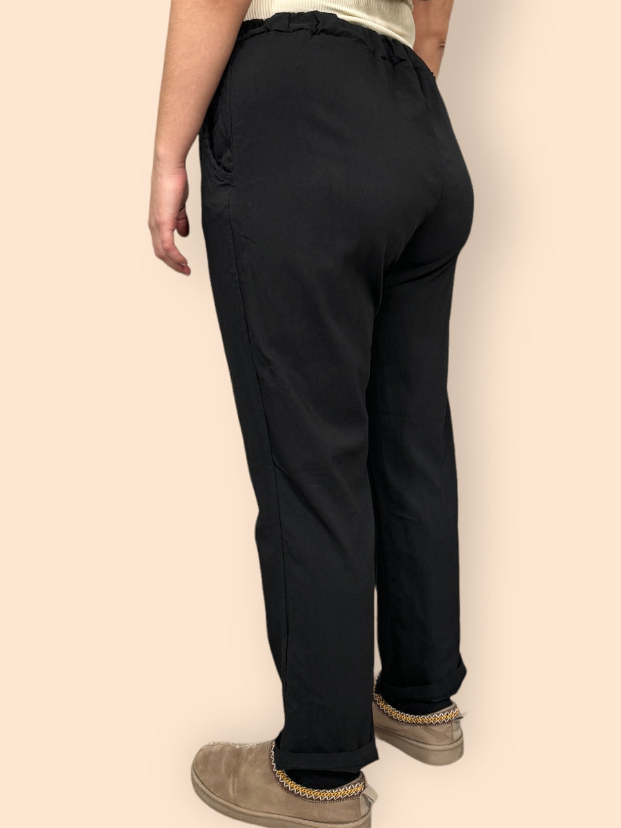 Super Stretchy Plus Size Magic Trousers With Elasticated Waistband and Drawstrings Side Pockets