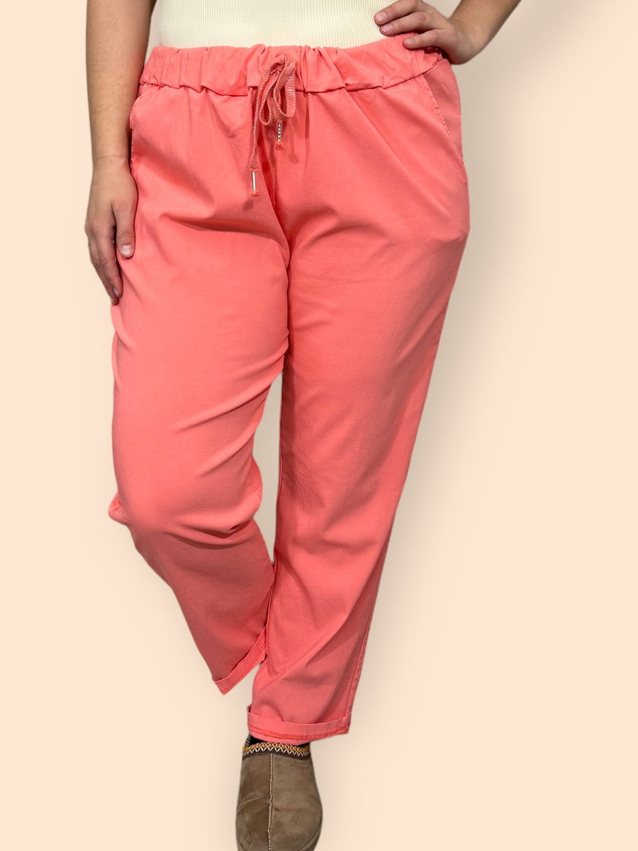 Super Stretchy Plus Size Magic Trousers With Elasticated Waistband and Drawstrings Side Pockets