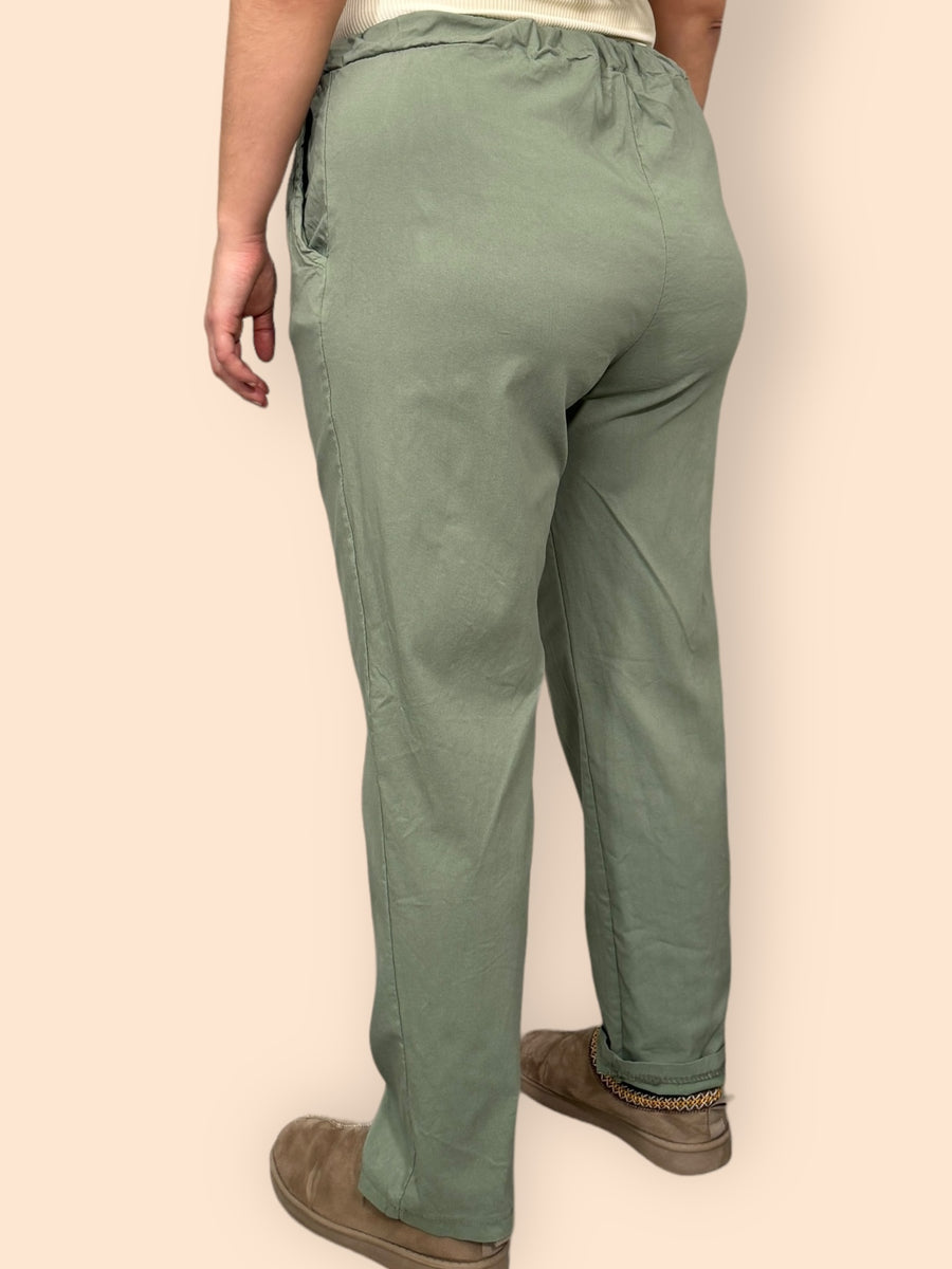 Super Stretchy Plus Size Magic Trousers With Elasticated Waistband and Drawstrings Side Pockets