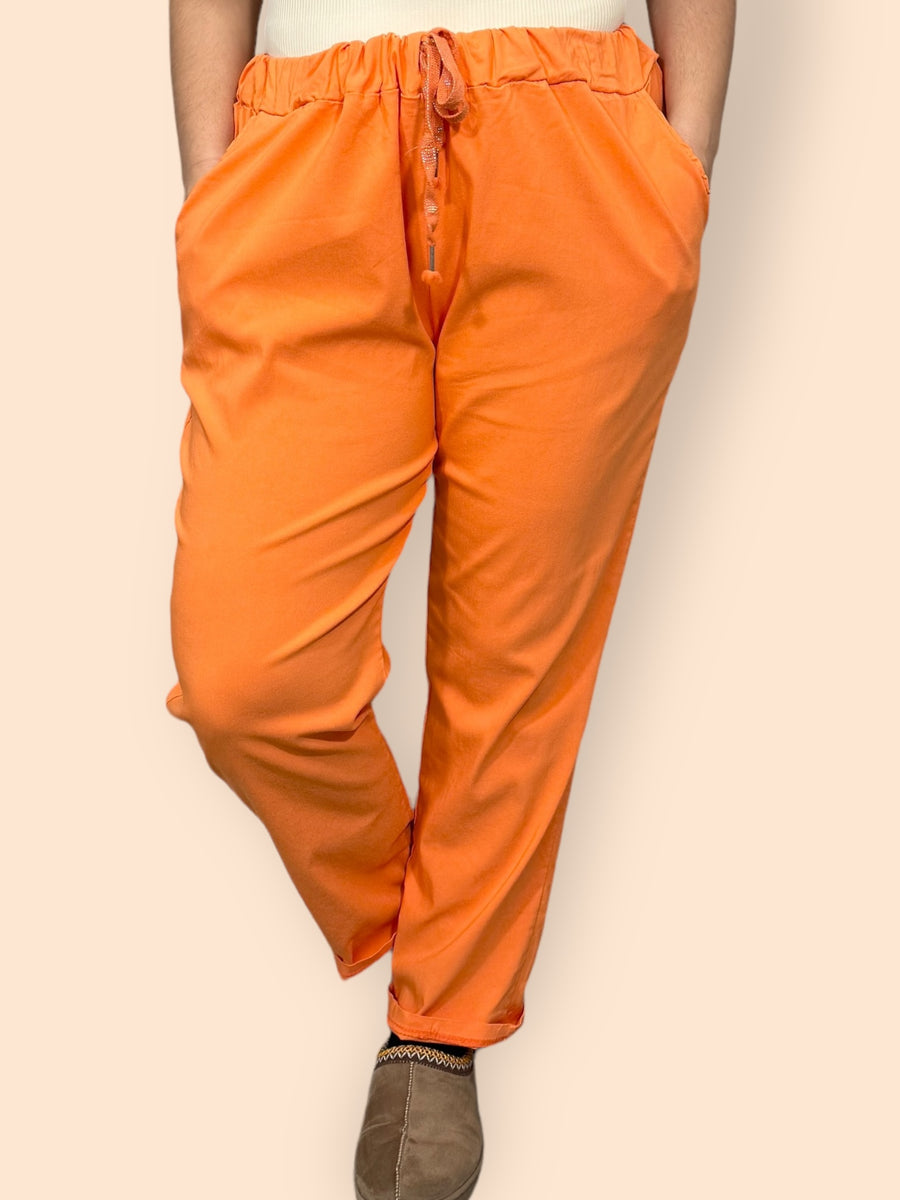 Super Stretchy Plus Size Magic Trousers With Elasticated Waistband and Drawstrings Side Pockets