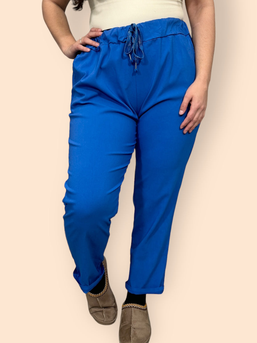 Super Stretchy Plus Size Magic Trousers With Elasticated Waistband and Drawstrings Side Pockets