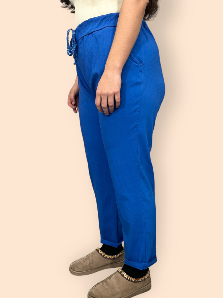 Super Stretchy Plus Size Magic Trousers With Elasticated Waistband and Drawstrings Side Pockets