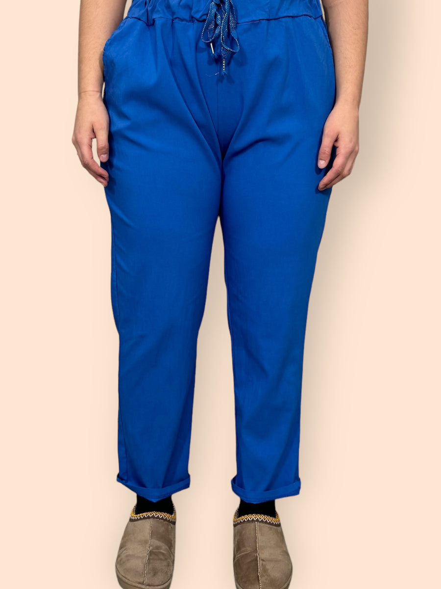 Super Stretchy Plus Size Magic Trousers With Elasticated Waistband and Drawstrings Side Pockets