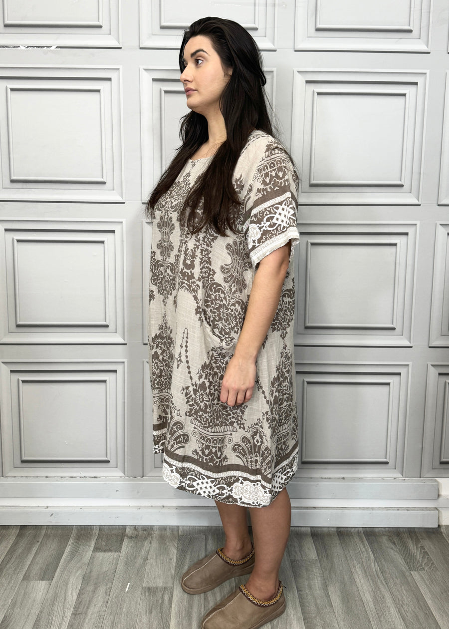 Lightweight Printed Cotton Dress with Pockets