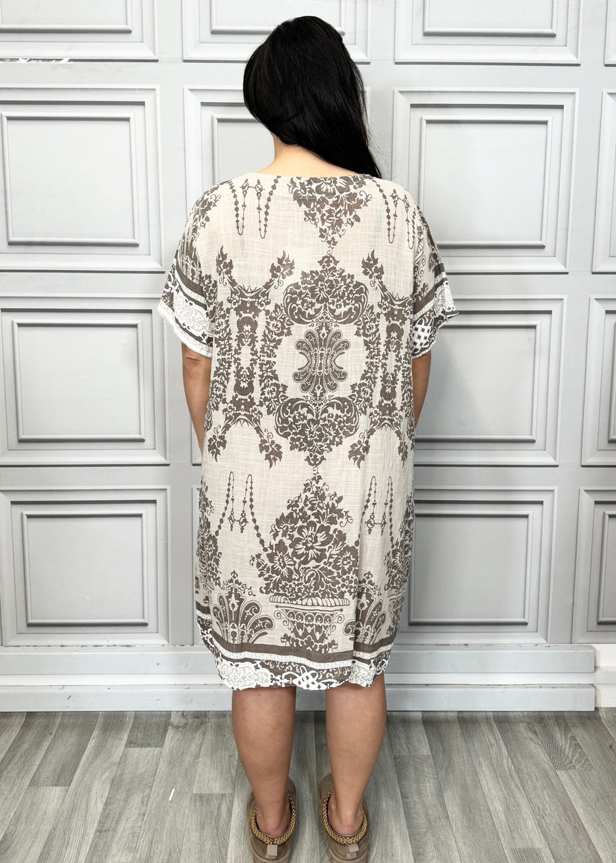 Lightweight Printed Cotton Dress with Pockets