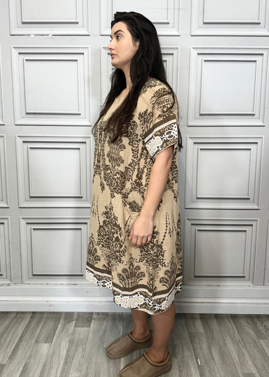 Lightweight Printed Cotton Dress with Pockets