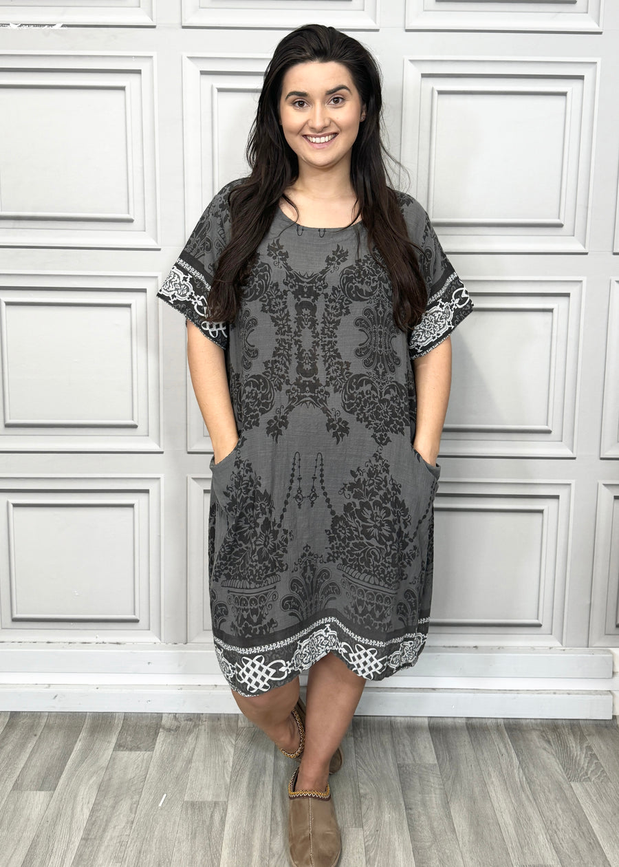 Lightweight Printed Cotton Dress with Pockets