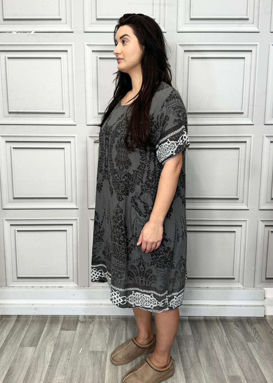 Lightweight Printed Cotton Dress with Pockets