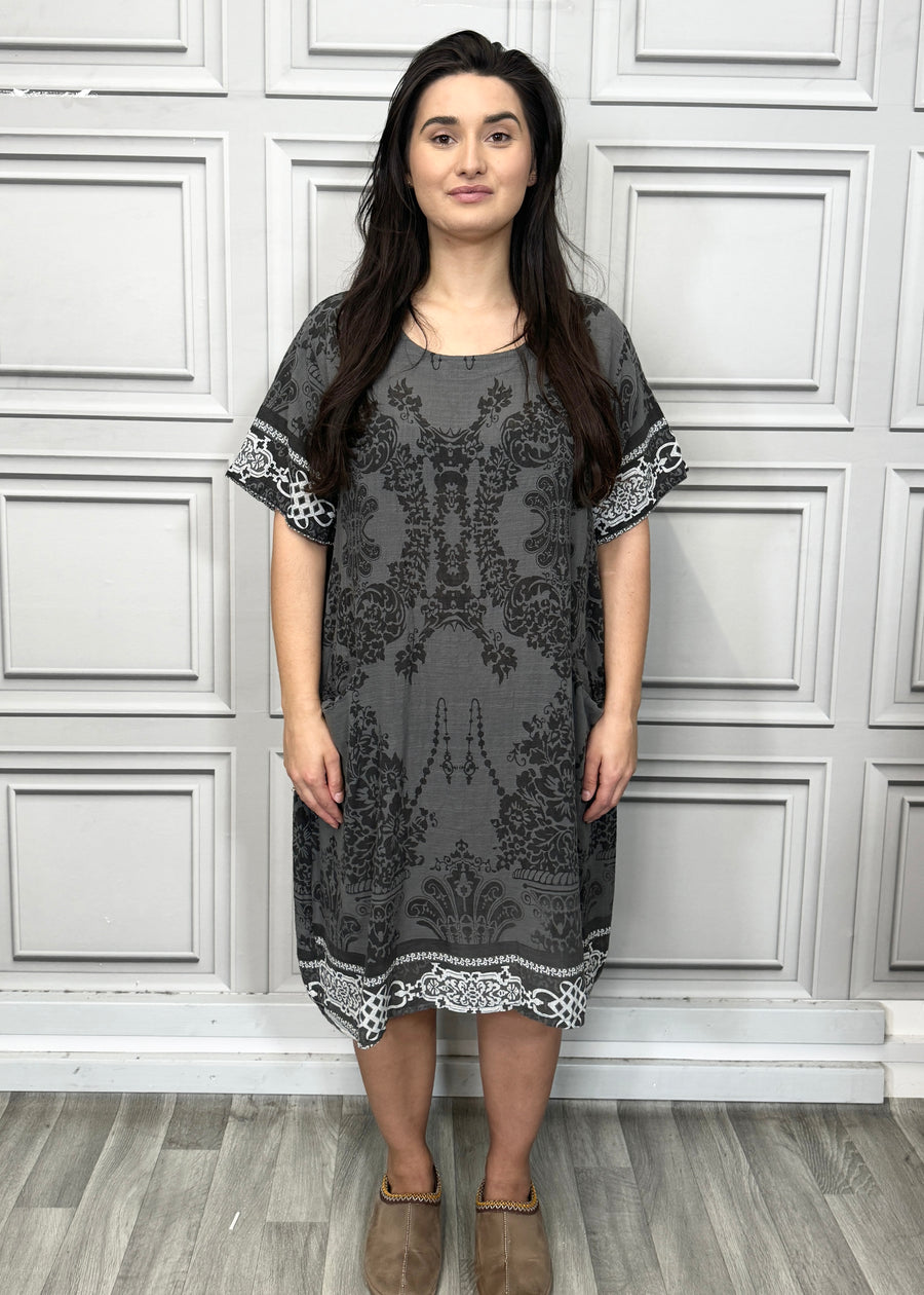 Lightweight Printed Cotton Dress with Pockets