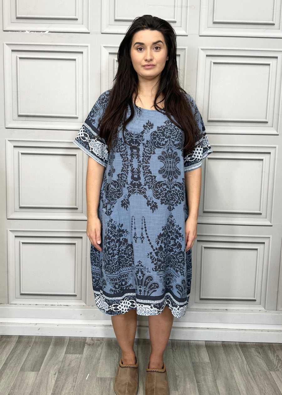 Lightweight Printed Cotton Dress with Pockets