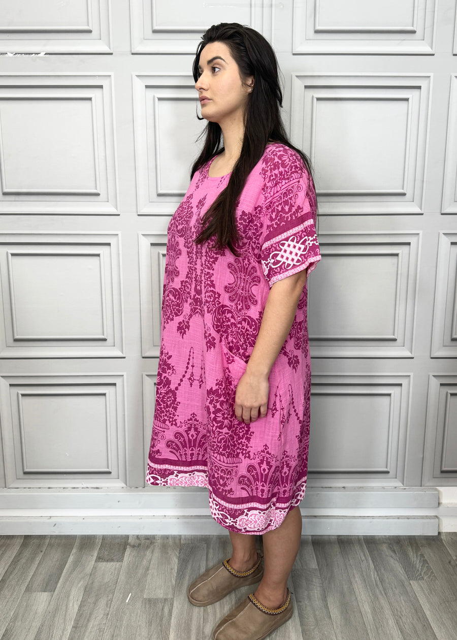 Lightweight Printed Cotton Dress with Pockets