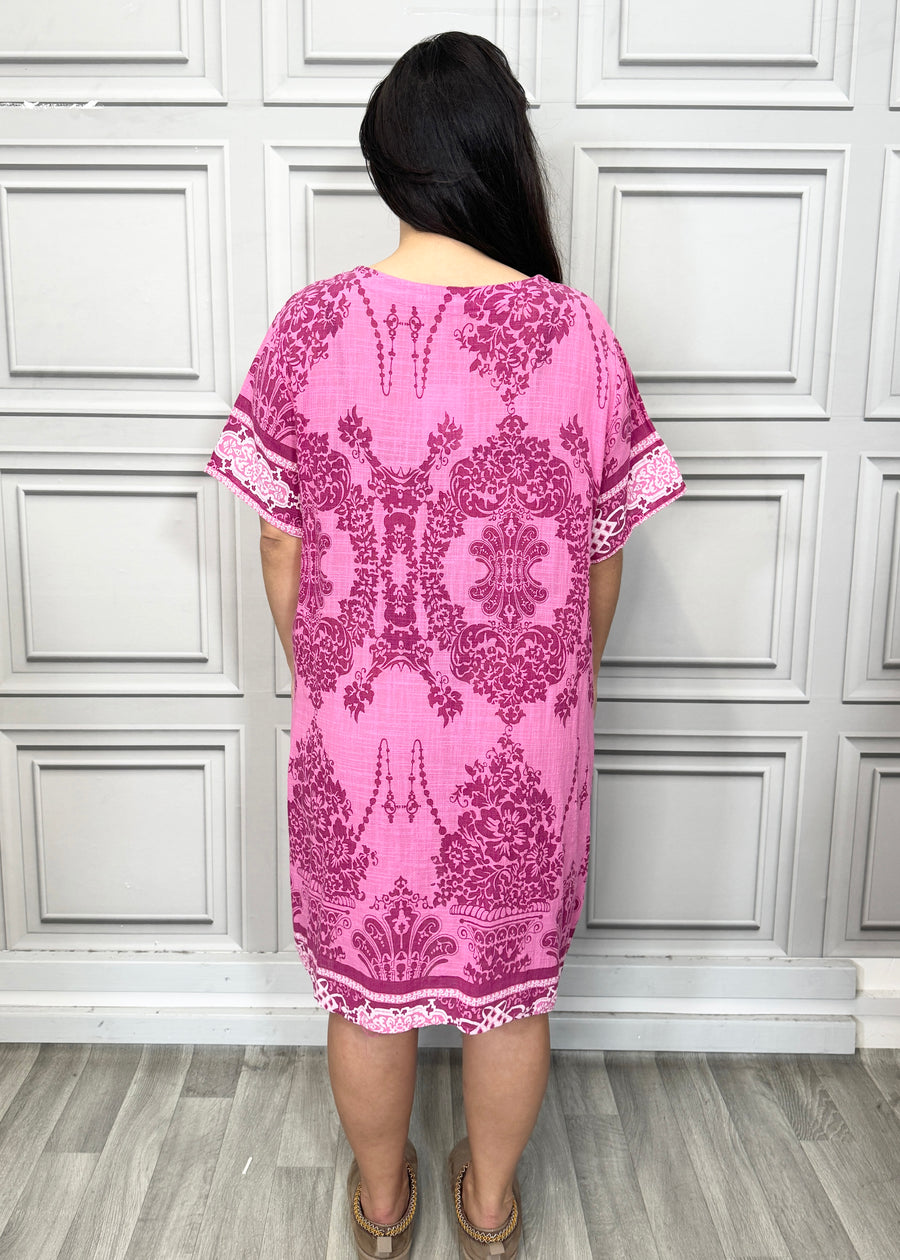 Lightweight Printed Cotton Dress with Pockets