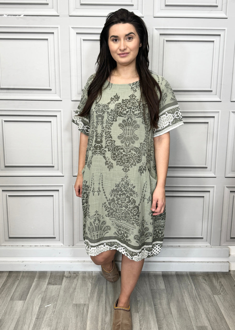 Lightweight Printed Cotton Dress with Pockets