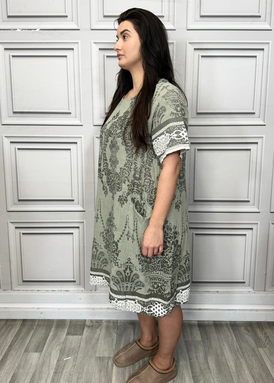 Lightweight Printed Cotton Dress with Pockets