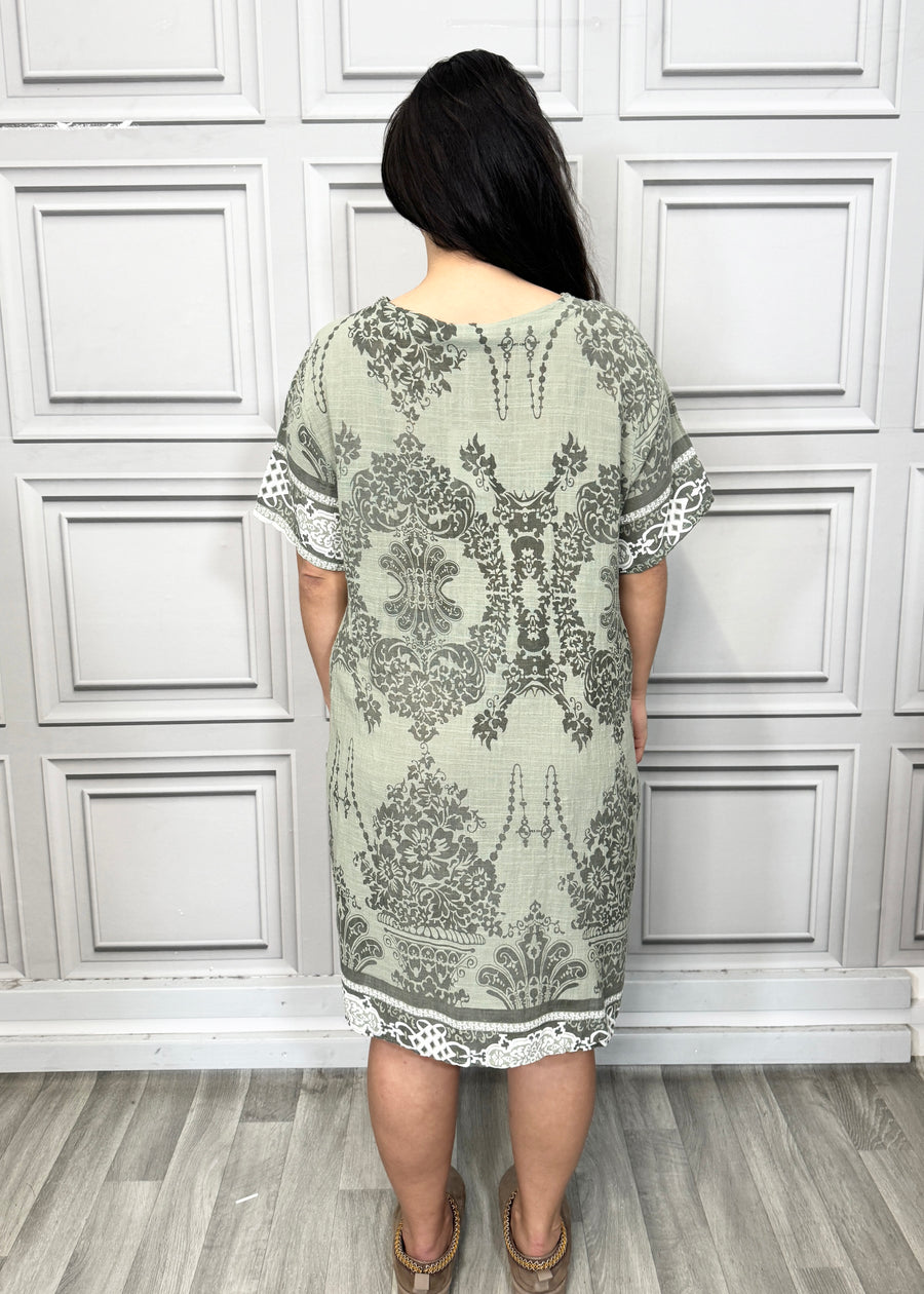 Lightweight Printed Cotton Dress with Pockets