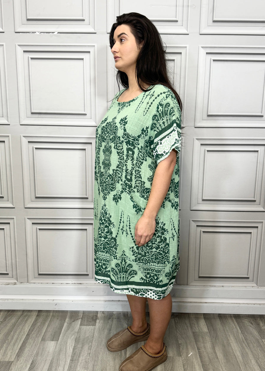 Lightweight Printed Cotton Dress with Pockets