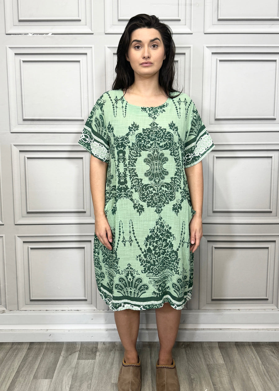 Lightweight Printed Cotton Dress with Pockets