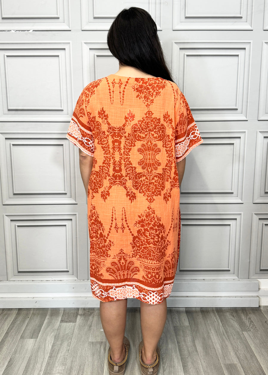 Lightweight Printed Cotton Dress with Pockets