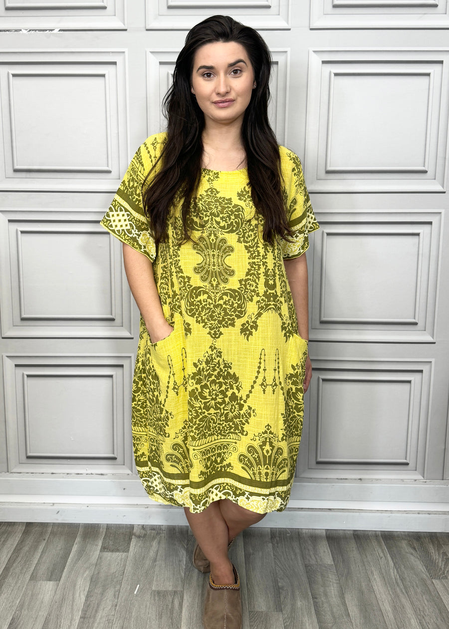 Lightweight Printed Cotton Dress with Pockets