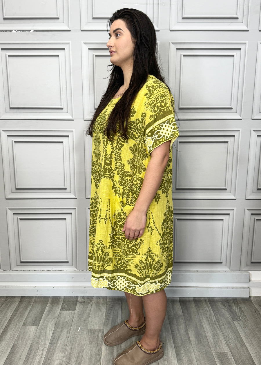 Lightweight Printed Cotton Dress with Pockets