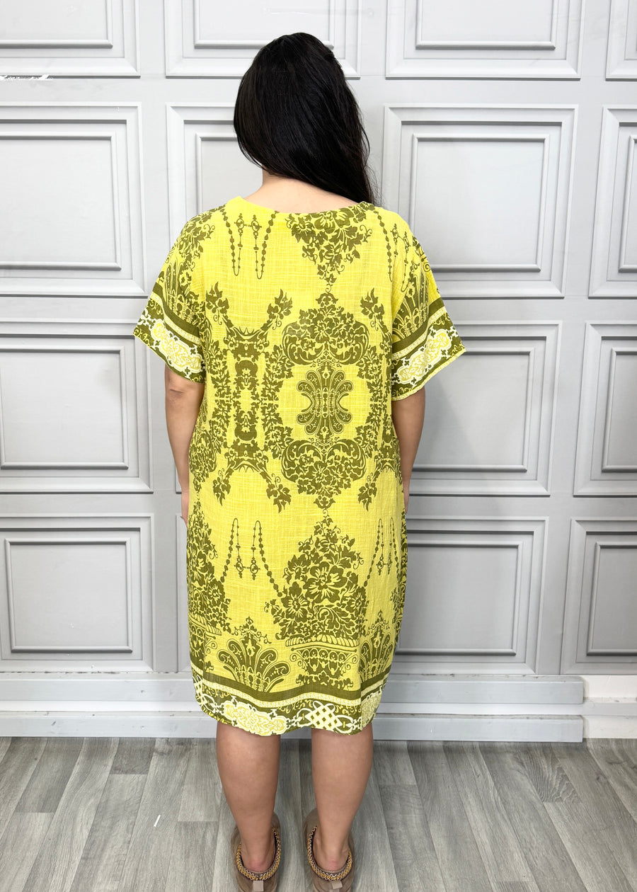 Lightweight Printed Cotton Dress with Pockets