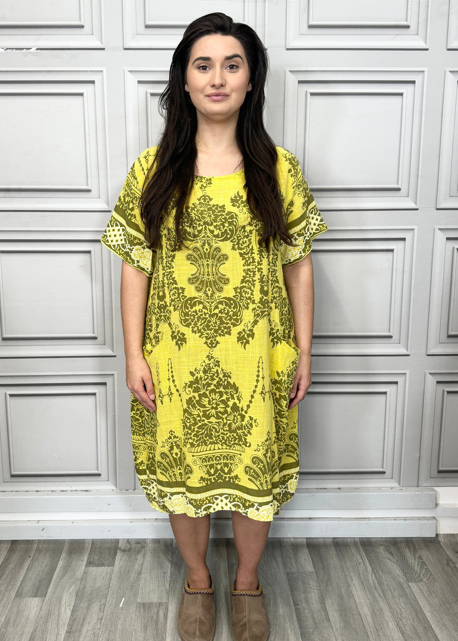 Lightweight Printed Cotton Dress with Pockets