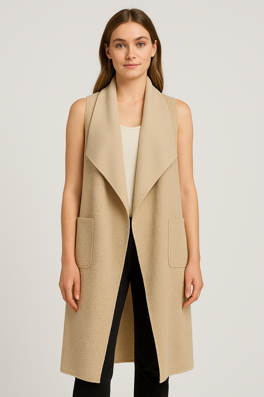 BOUCLE' DRAPED WATERFALL WAISTCOAT GILET