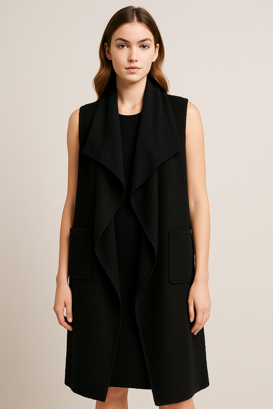 BOUCLE' DRAPED WATERFALL WAISTCOAT GILET