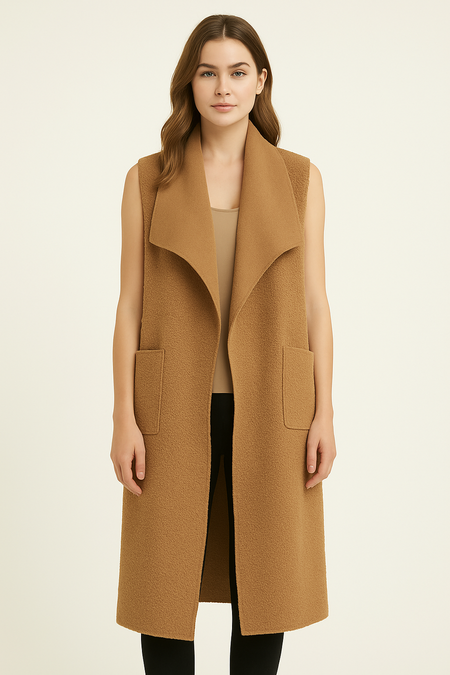 BOUCLE' DRAPED WATERFALL WAISTCOAT GILET