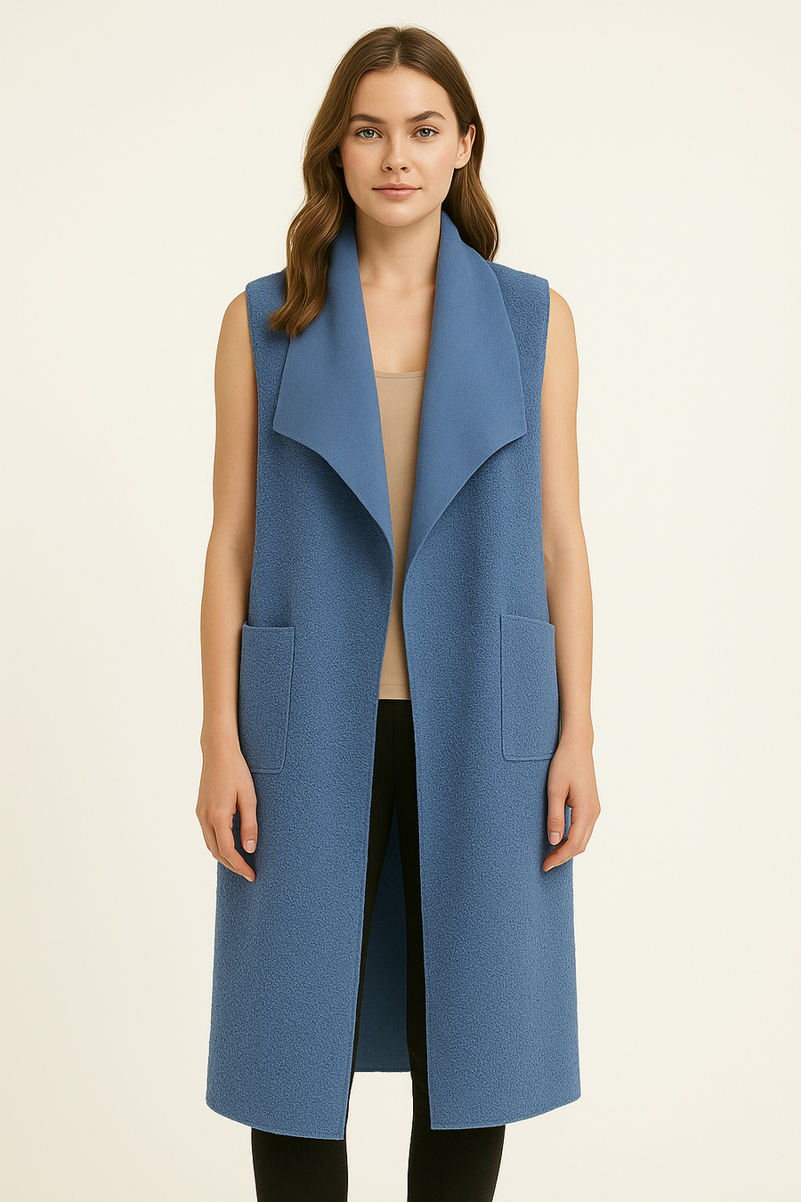 BOUCLE' DRAPED WATERFALL WAISTCOAT GILET