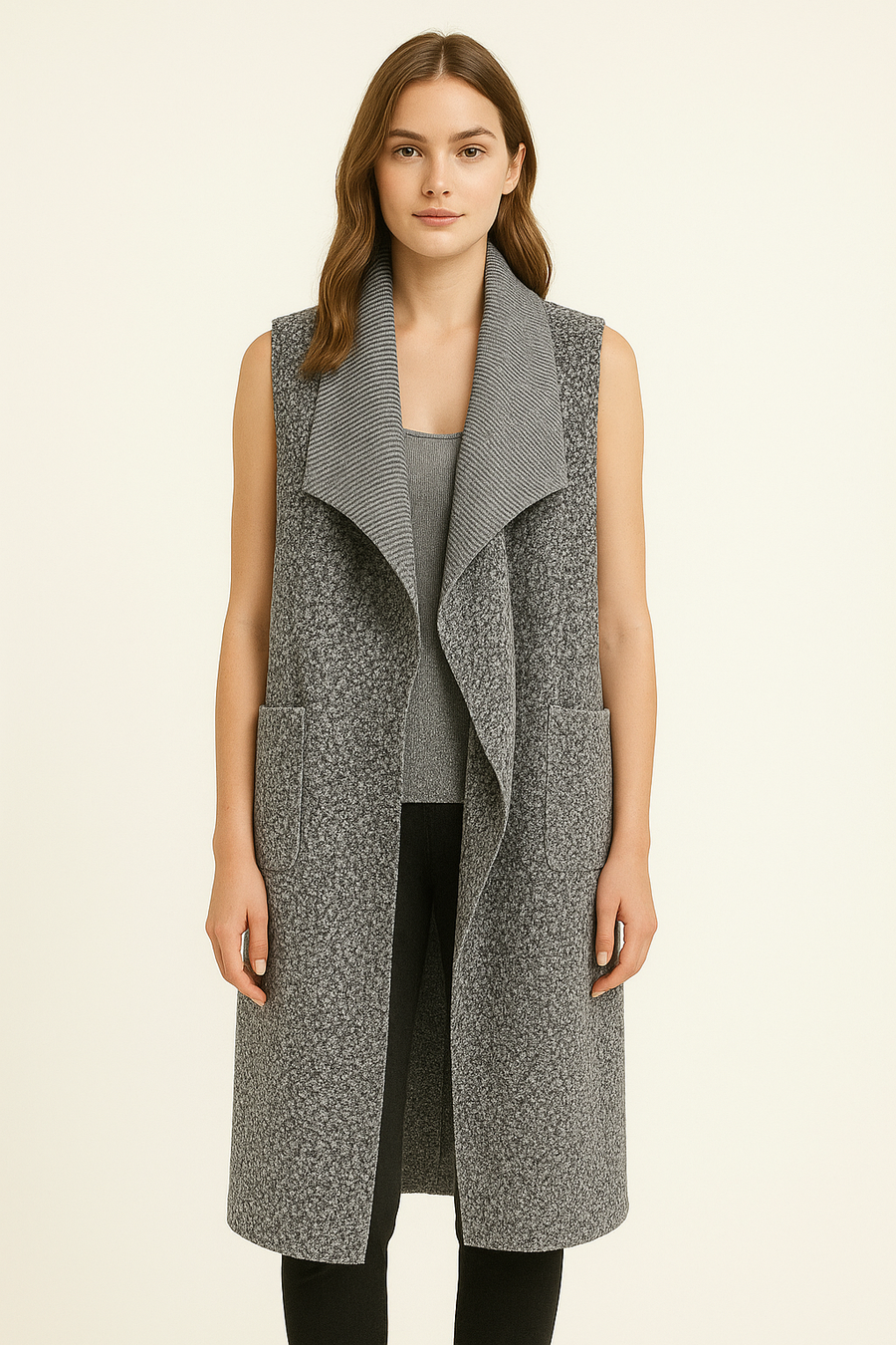 BOUCLE' DRAPED WATERFALL WAISTCOAT GILET