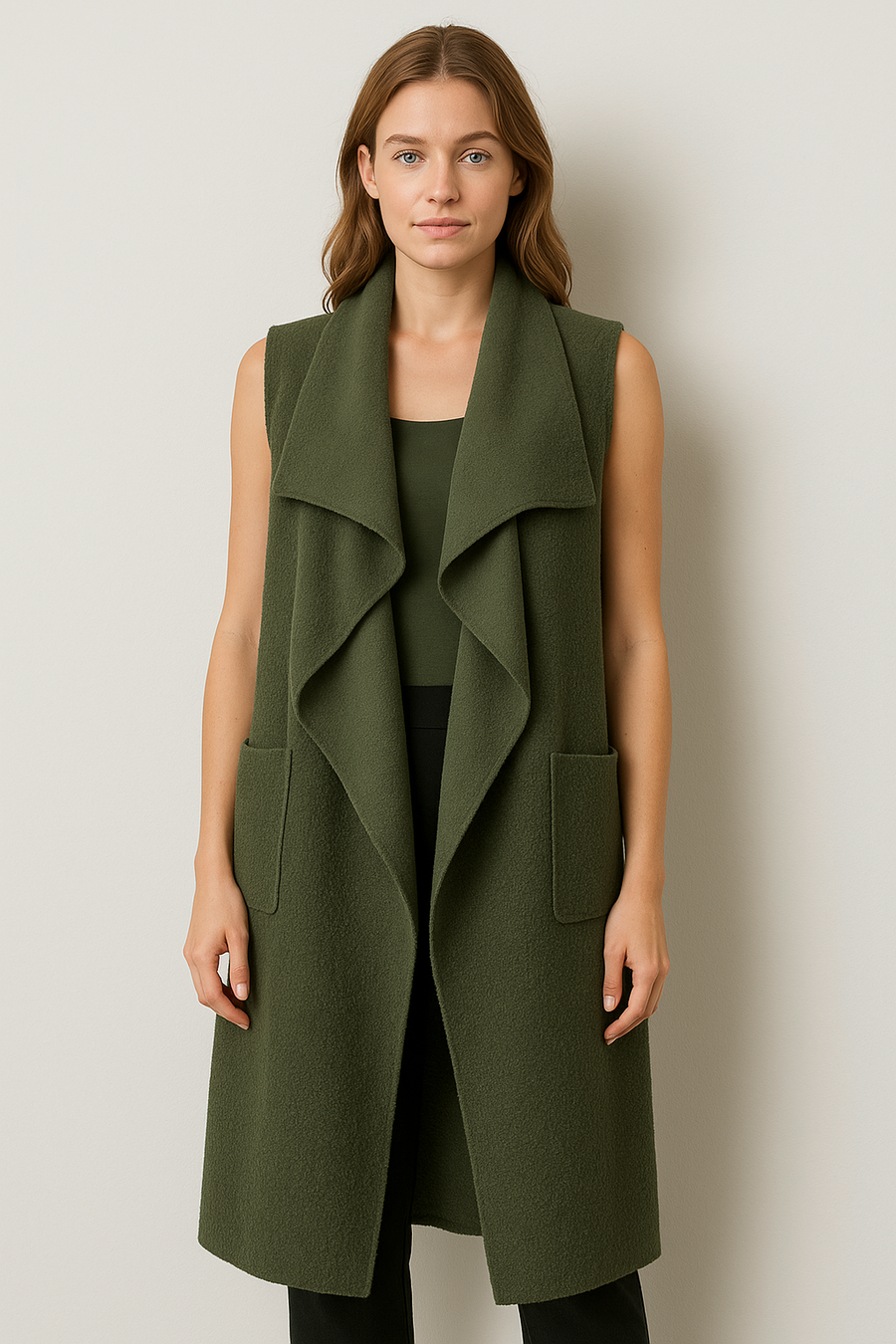 BOUCLE' DRAPED WATERFALL WAISTCOAT GILET