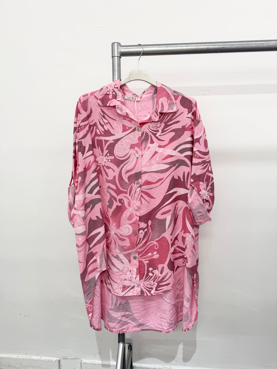 DROPPED BACK PLUS SIZE SHIRT IN FLORAL PRINT
