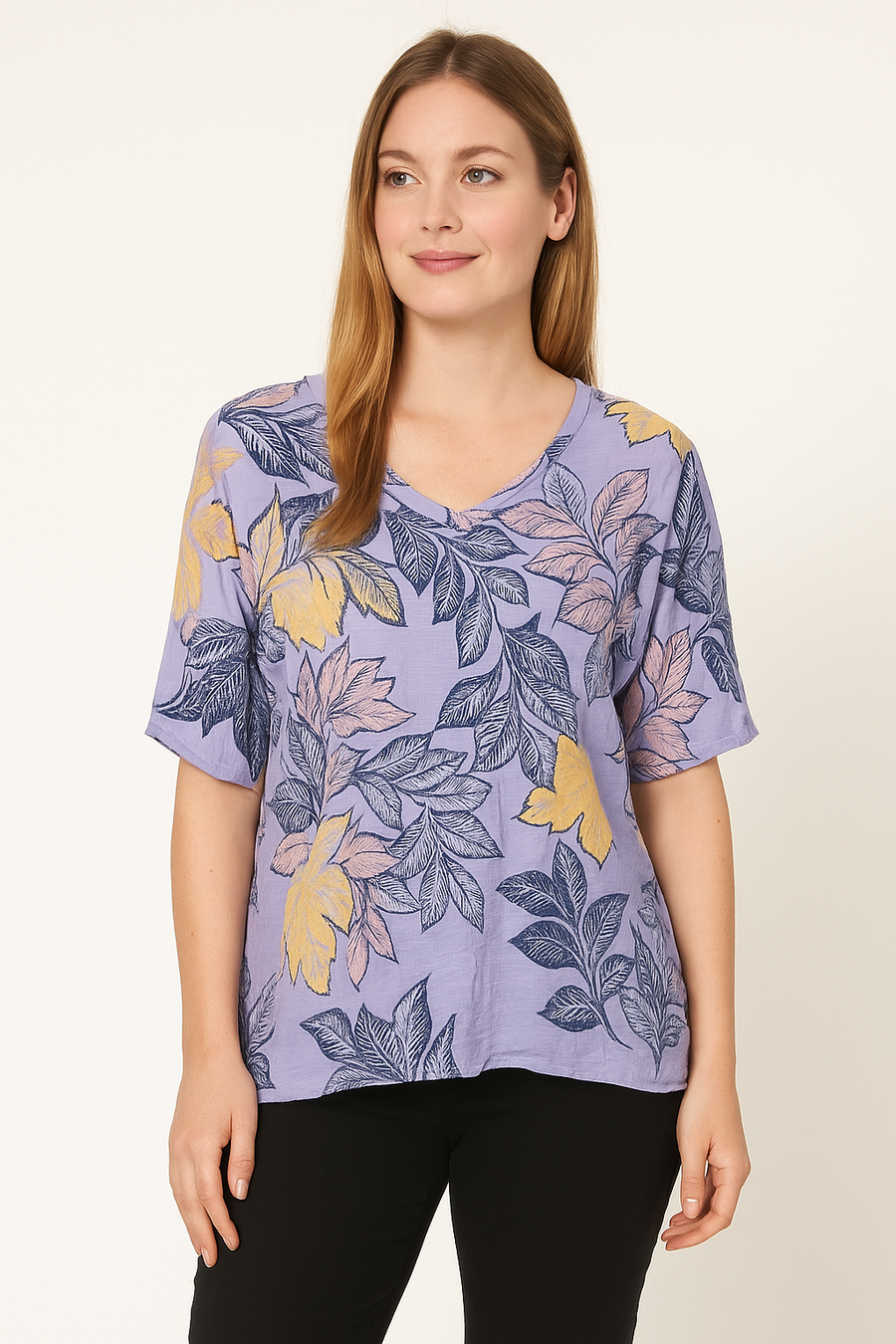 FLORAL PRINT 100% COTTON T-SHIRT