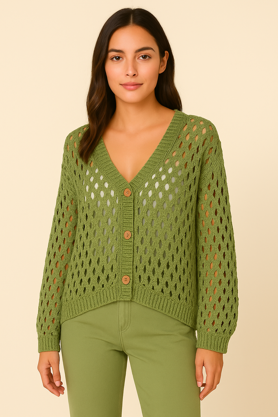 PURE COTTON CROTCHET BUTTON UP CARDIGAN