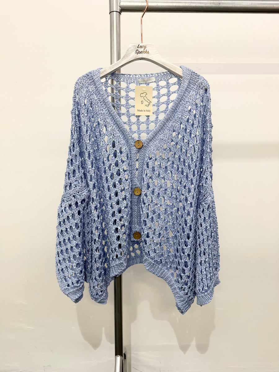 PURE COTTON CROTCHET BUTTON UP CARDIGAN