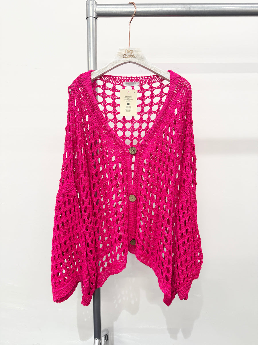 PURE COTTON CROTCHET BUTTON UP CARDIGAN