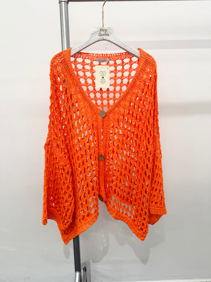 PURE COTTON CROTCHET BUTTON UP CARDIGAN