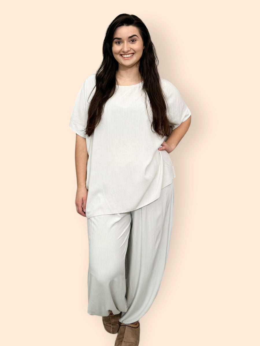 Cotton Harem Trousers Set in Plain Solid Colours Lightweight Baggy Loose Fit