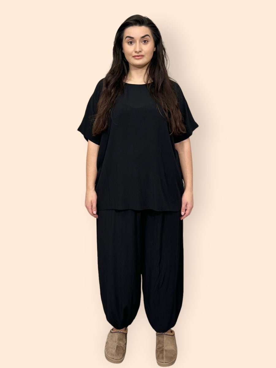 Cotton Harem Trousers Set in Plain Solid Colours Lightweight Baggy Loose Fit