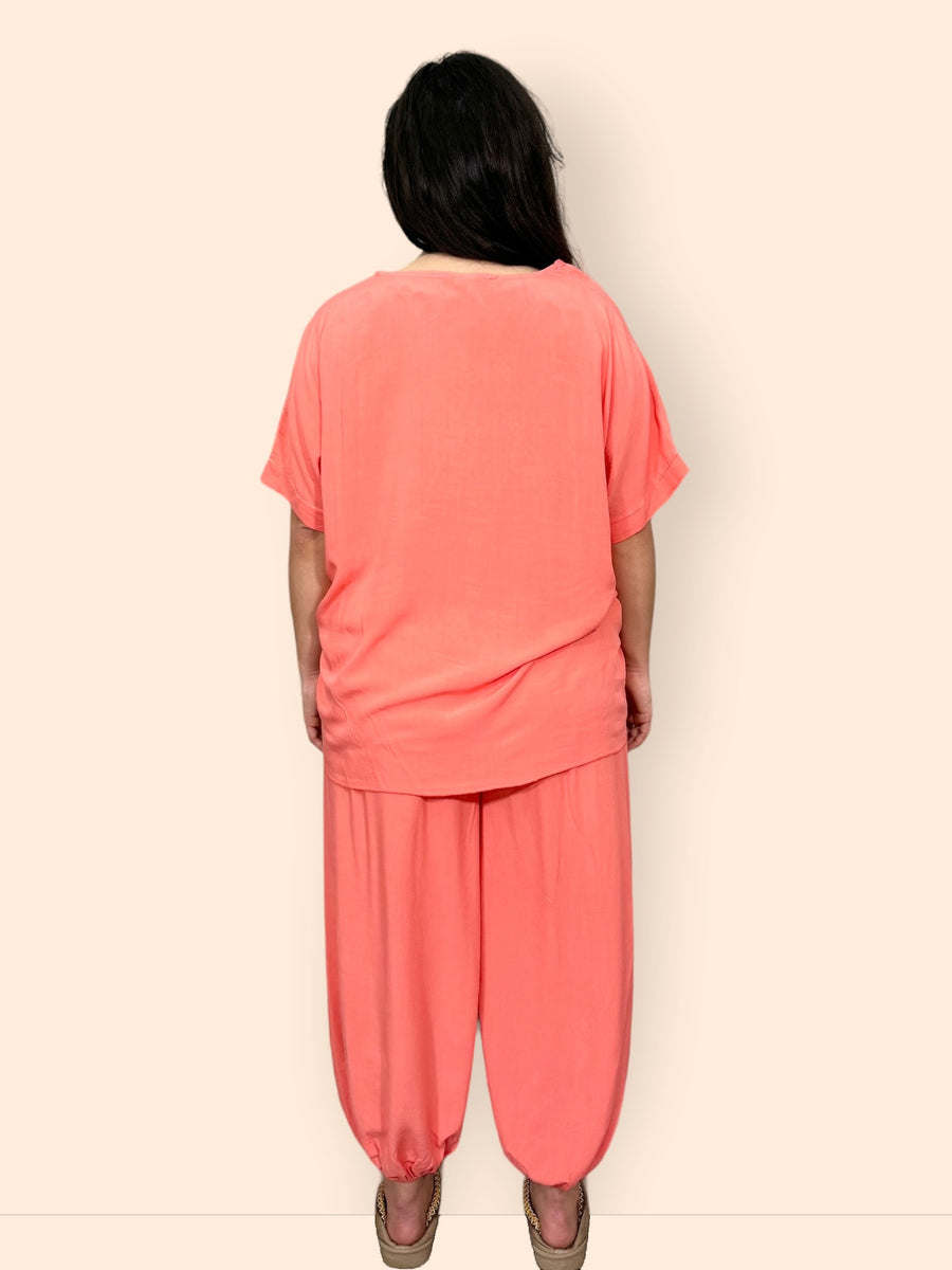 Cotton Harem Trousers Set in Plain Solid Colours Lightweight Baggy Loose Fit