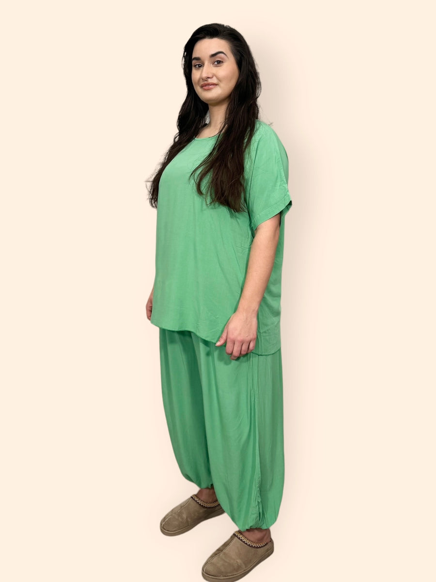 Cotton Harem Trousers Set in Plain Solid Colours Lightweight Baggy Loose Fit