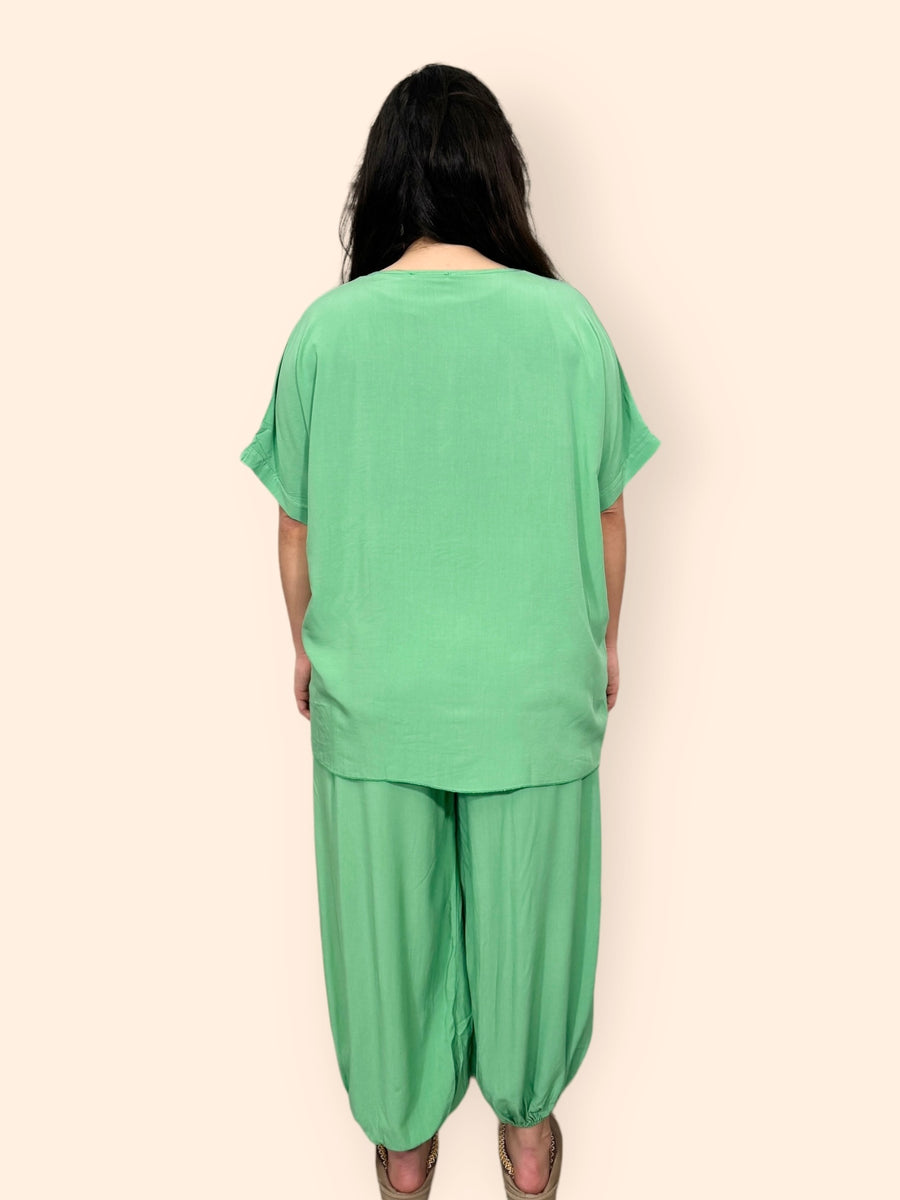 Cotton Harem Trousers Set in Plain Solid Colours Lightweight Baggy Loose Fit