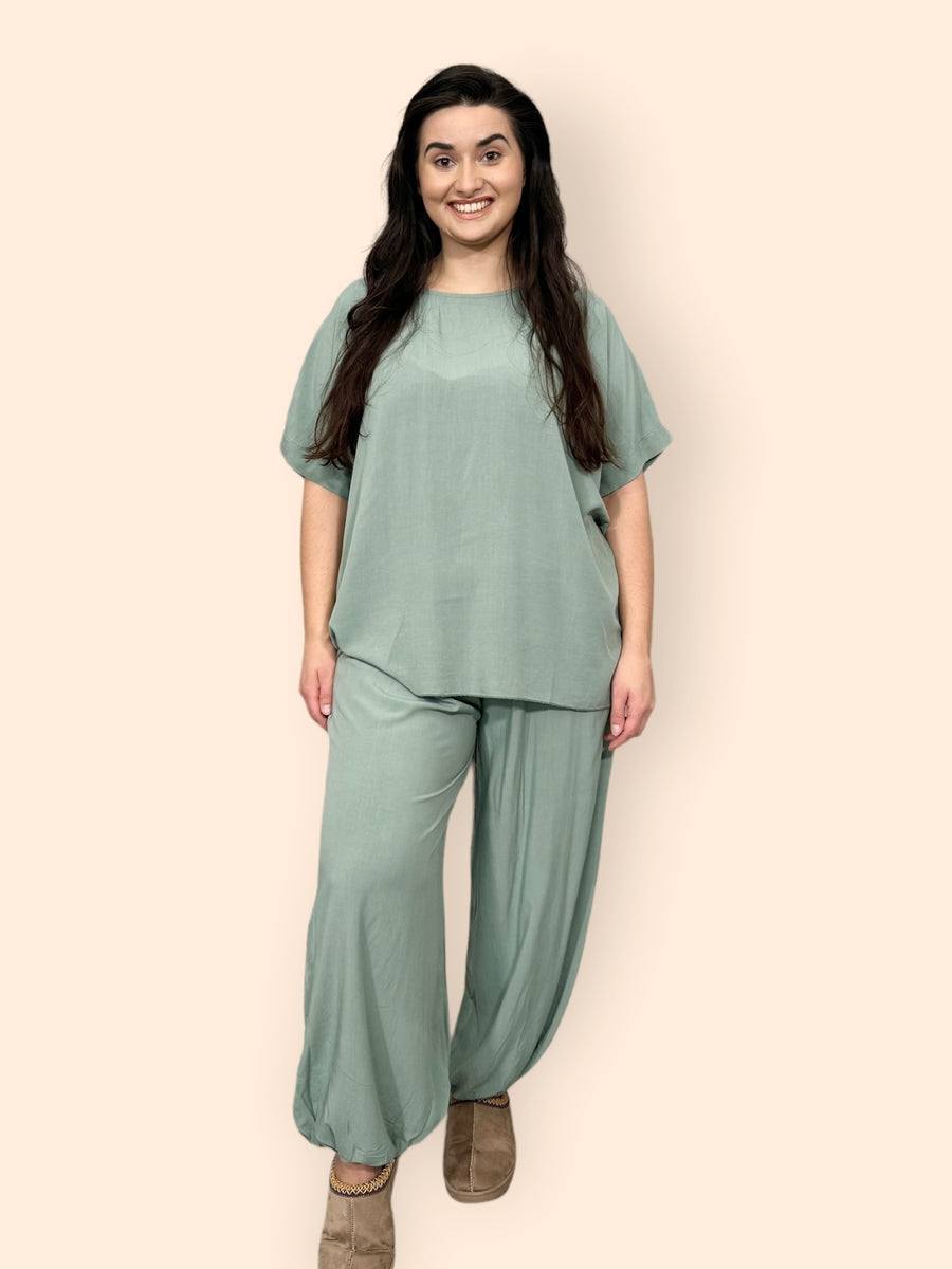 Cotton Harem Trousers Set in Plain Solid Colours Lightweight Baggy Loose Fit